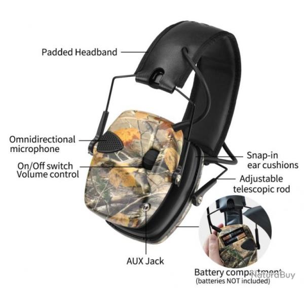 Casque Antibruit Tactique Pour Chasse Peut couter Musique Rduction Bruit Protection Auditive