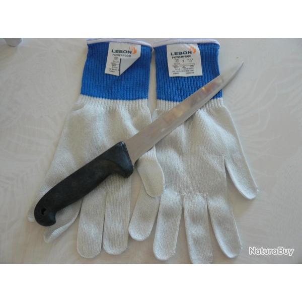 1 paire Gants ambidextre professionnel fran�ais LEBON Anti-coupures haute protection taille 9