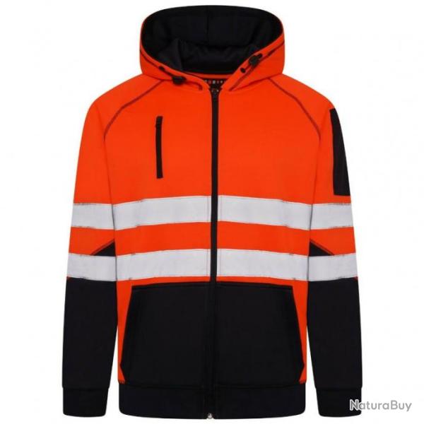 Sweat � capuche zipp� haute visibilit� Orange/Bleu