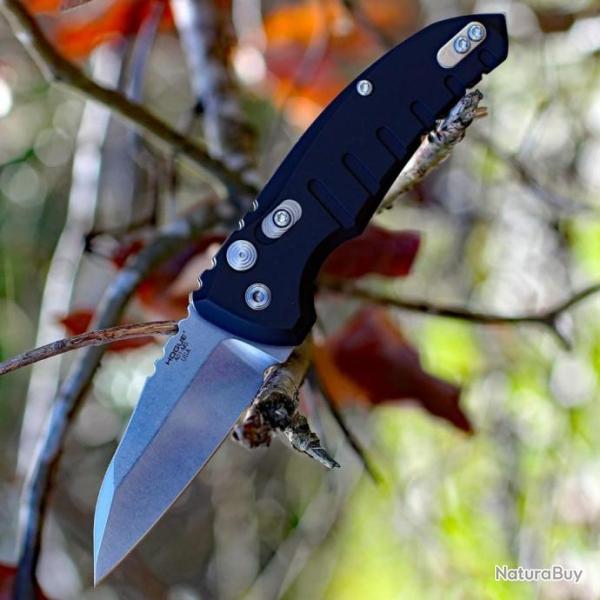 Couteau Automatique Hogue A01 MicroSwitch AUTO Lame Acier CPM-154 Manche Black Clip Made USA HO24100