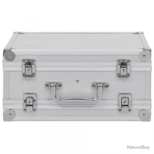 Mallette pour Arme � Feu Aluminium ABS Argent� Arme de Poing 2 Compartiments 31 x 26 x 15,2 cm