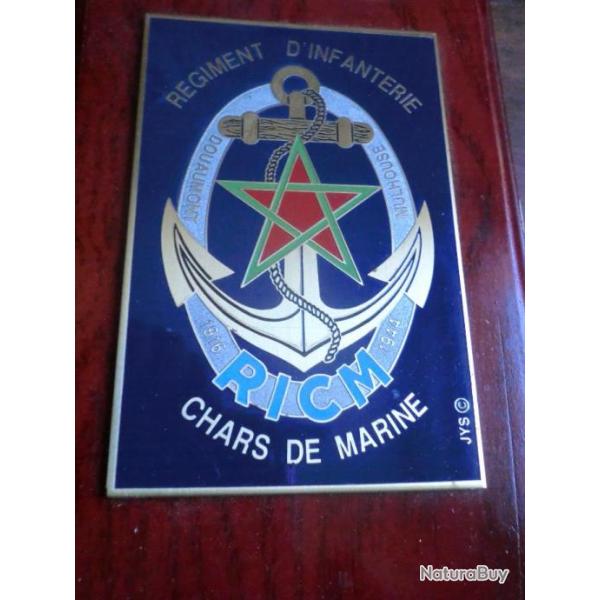 SUPPORT BLASON  GRAND  SIGLE  METAL  REGIMENT D INFANTERIE CHARS DE MARINE  / DOUAUMONT MULHOUSE