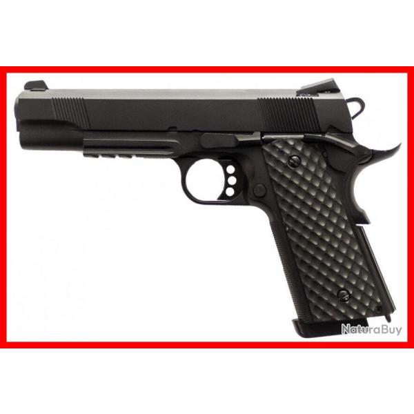 REPLIQUE GBB 1911 MEU RAIL RAVEN FULL METAL GAZ NOIR 1,0J