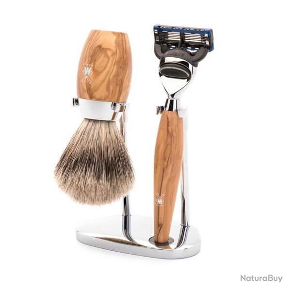 Set de rasage 3 pi�ces Fusion Muhle Kosmo olivier pur gris