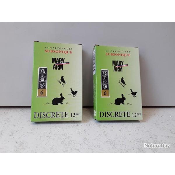 x20 Cartouches Mary arm DISCRETE 12mm subsonique cal.36