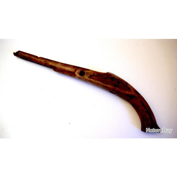 ARME ANCIENNE  COLLECTION  BOIS DE PISTOLET 1/2 ARON  XVIIIme  Lg 41 cm