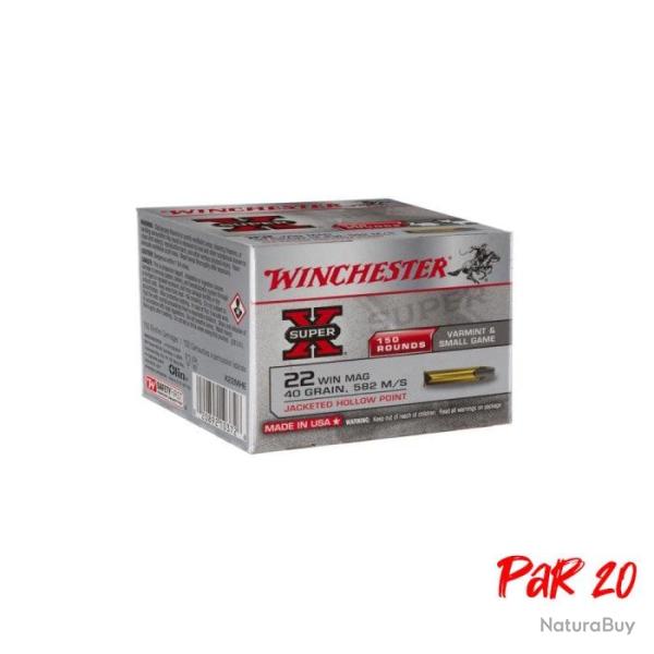 Balles Winchester Super-X Rimfire Jacket Hollow Point - Cal. 22 WMR - Par 20