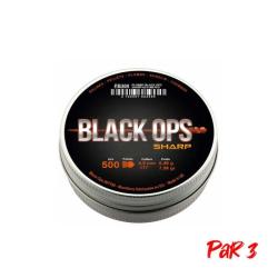 Bo&icirc;te de 500 plombs Black Ops Sharp &agrave; t&ecirc;te pointue - Cal. 4.5 - Par 3