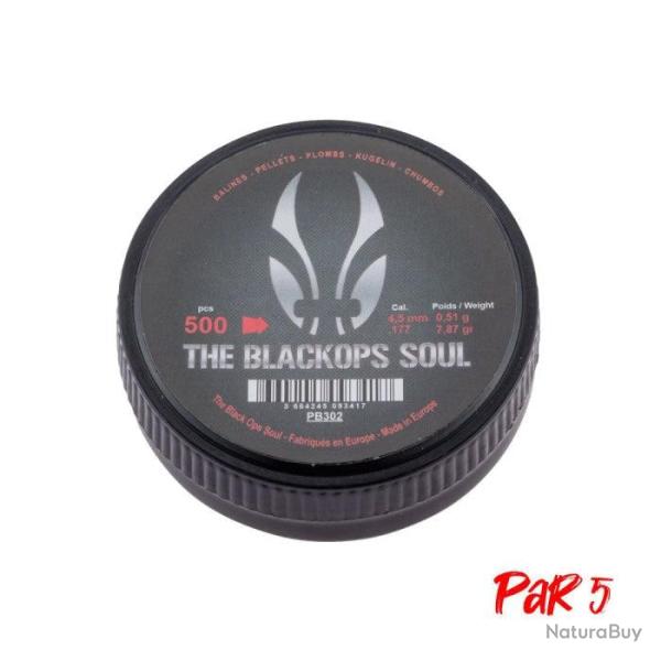 Boite de plombs Black Ops Soul � T�te pointue - Par 5 / 4.5