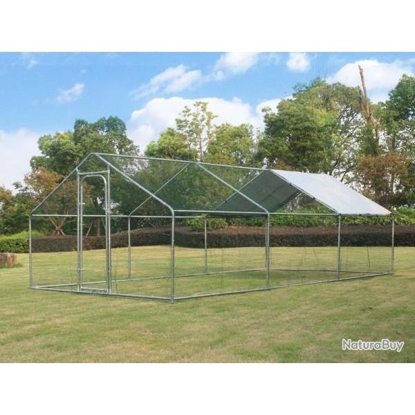 Poulailler 6x3x2m tube costaud 38mm XXL 18m� enclos grillag� voli�re de jardin GEANTE chatiere XXL