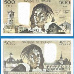 France 500 Francs 1976 Serie D Grand Billet Pascal Franc