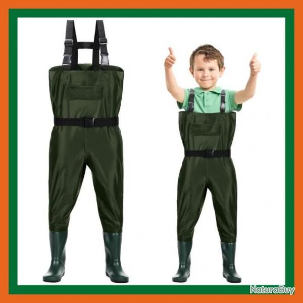 Waders de p�che imperm�able pour enfant  - Salopette imperm�able - Bottes de p�che - Vert