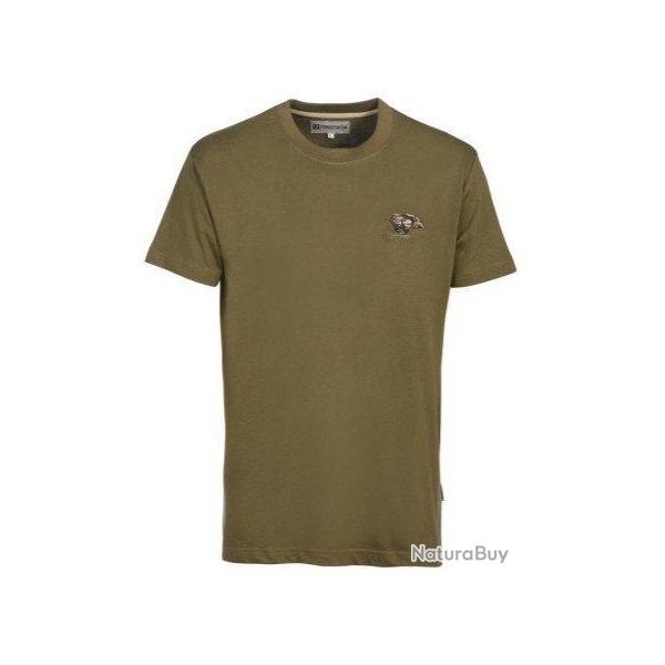 Tee shirt uni brod� sanglier Kaki PERCUSSION