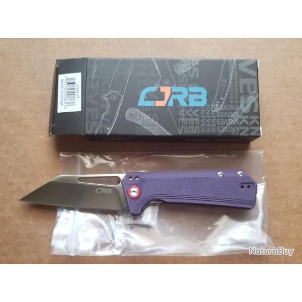 Couteau CJRB Ruffian Purple Lame Acier AR-RPM9 Satin Manche G10 IKBS Linerlock Clip J1924VT