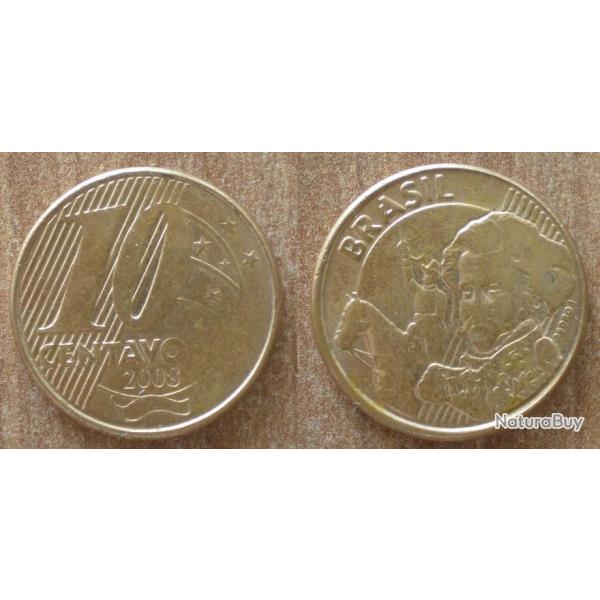 Bresil 10 Centavos 2008 Piece Reals Cruzeiros Centavo Amerique Sud
