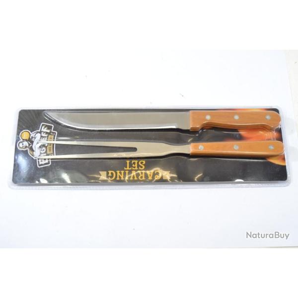 Set de d�coupe couteau + fourchette pour barbecue BIG JEFF BBQ MASTER, d�stockage. Viande