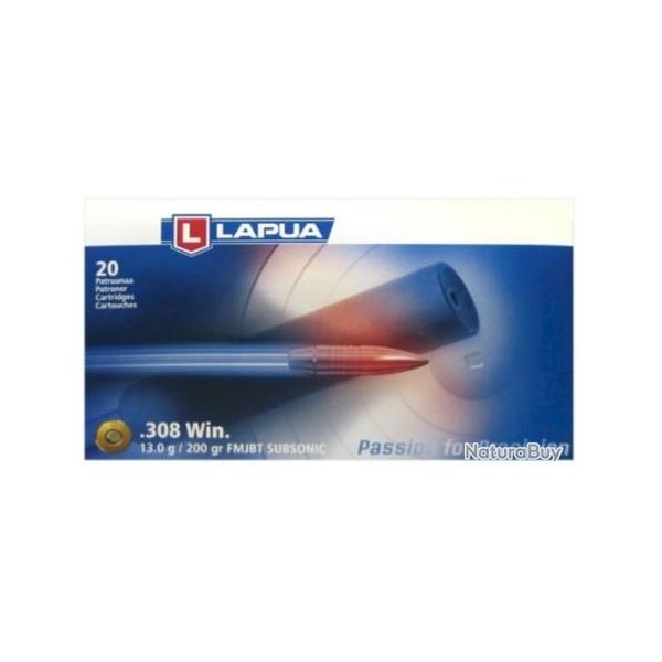 Munitions LAPUA cal.308 win subsonique 200gr 13g fmjbt par 60