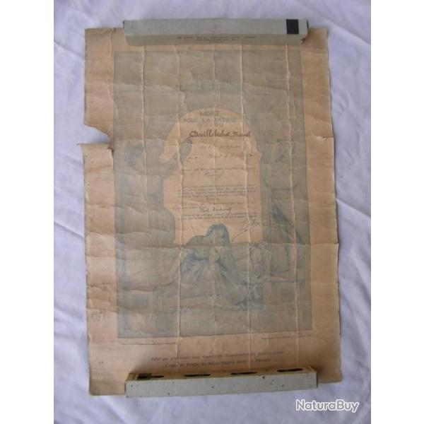 WW1 FRANCE AFFICHE PERSONNALIS�E 21 FEVRIER 1916  " MORT POUR LA FRANCE 1914-1919 "