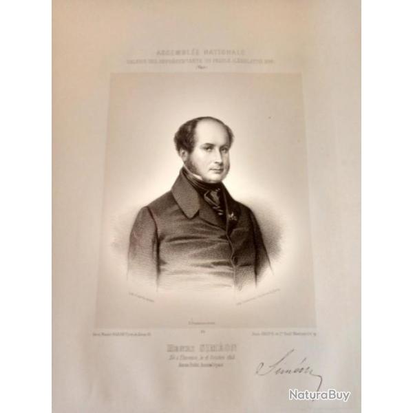 Comte Henri Sim�on. Lithographie XIXe par Desmaisons