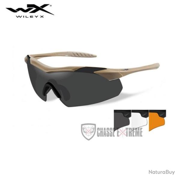 Lunettes Balistiques WILEY X Vapor 2,5 Tan crans Fum/Incolore/Orange