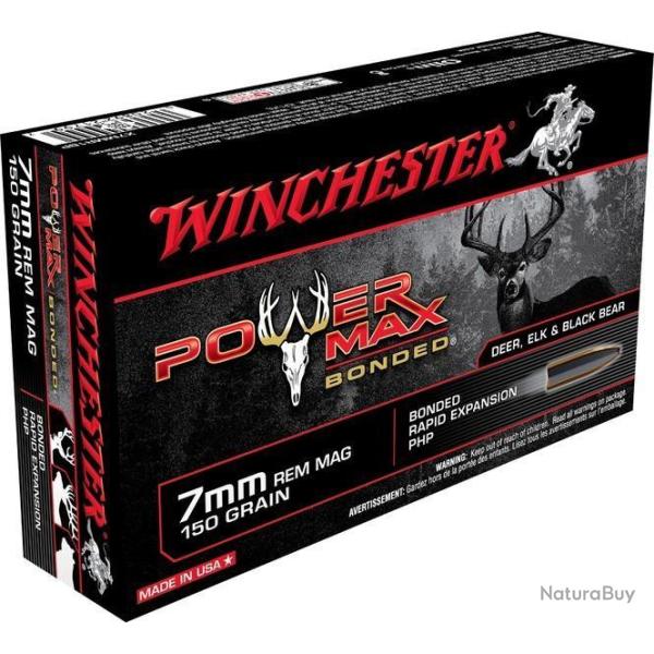 Munitions balles Winchester Power Max Bonded 7mm Rem Mag. 150gr 9.72g par 60