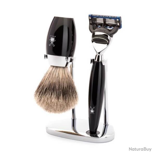 Set de rasage 3 pi�ces Fusion Muhle Kosmo noir pur gris