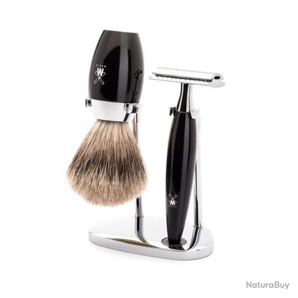 Set de rasage 3 pi�ces s�curit� Muhle Kosmo noir pur gris