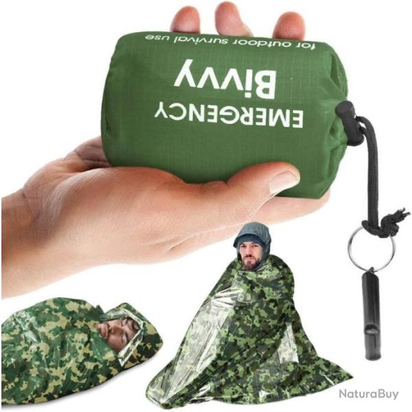 Sac de Couchage d'urgence avec sifflet de Survie �tanche Sac de Couverture l�ger pour �quipement