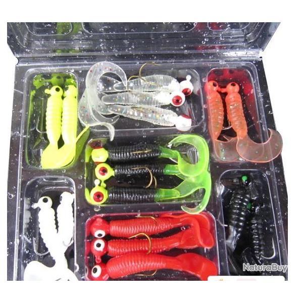 Lot De 17 App�ts Artificiels Souples Silicone Plomb�s Hameons 17 Pi�ces Couleurs Vives Doux L�ger
