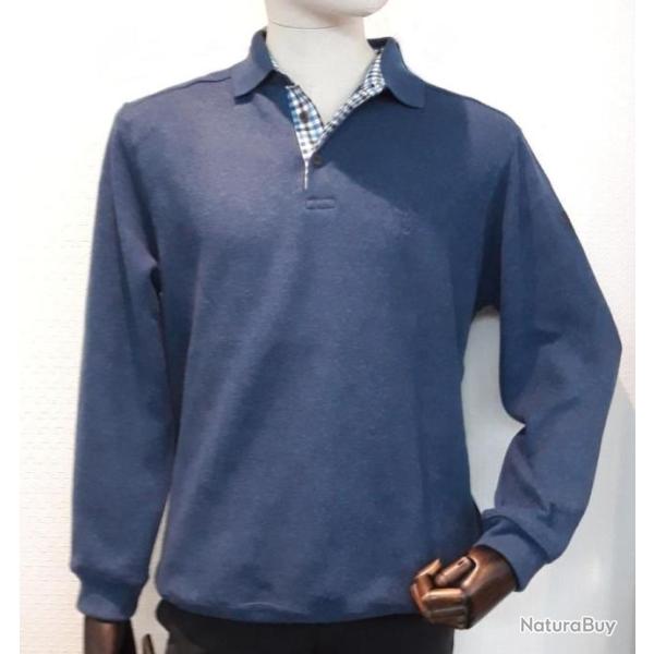 SWEAT COL BOUTONN� DENIM T2XL