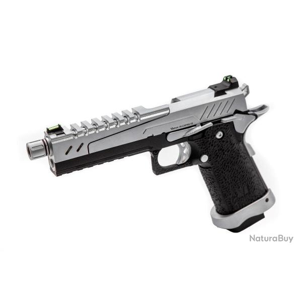 Rplique GBB gaz Hi-Capa 5.1 SPLIT Chrome / Noir 1,0J