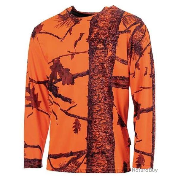 T shirt De Chasse Manches Longues Treeland Camo Orange