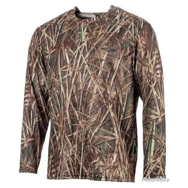 T shirt De Chasse Manches Longues Treeland Camo Roseaux