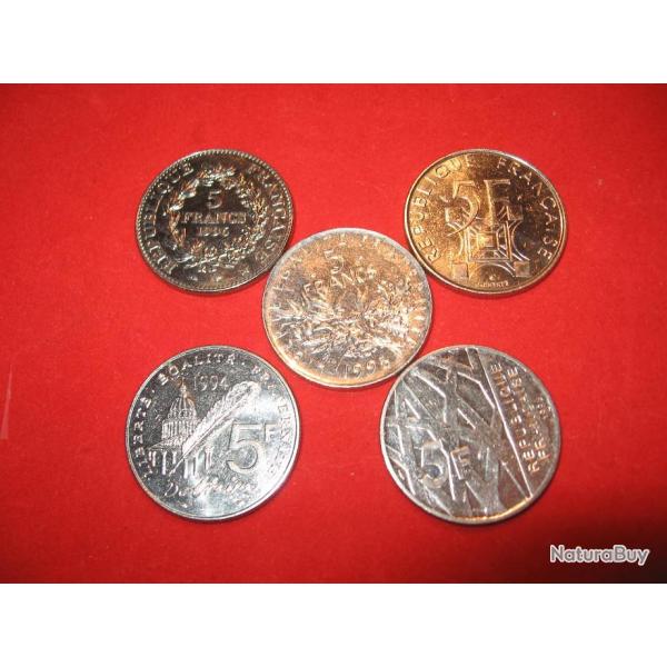 5 francs  5 pieces 4 commemoratives et semeuse
