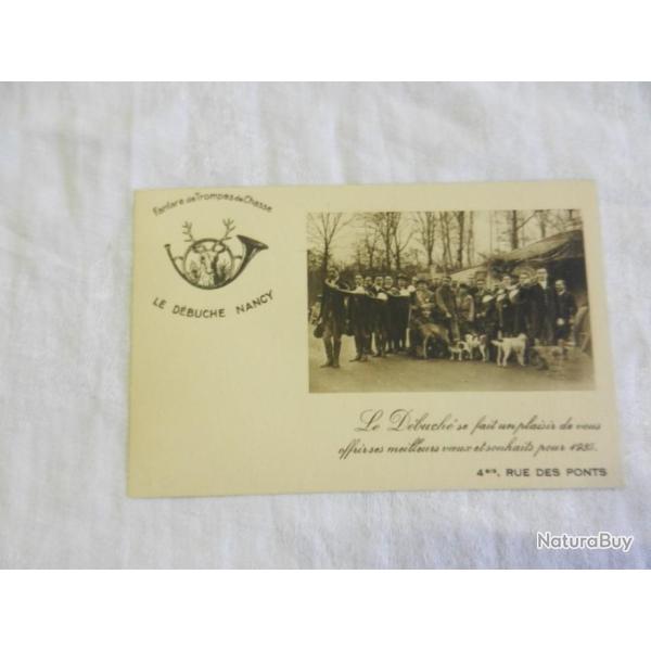 rare ancienne carte postale Le D�buch�  Nancy -Fanfare de trompes de chasse - meilleurs voeux 1935