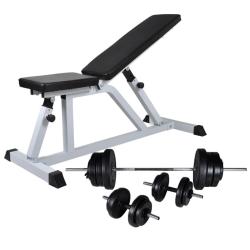 Banc d'entra&icirc;nement avec jeu d'halt&egrave;res 60,5 kg musculation fitness sport 02_0000052