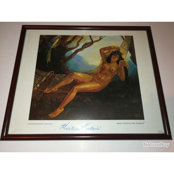 Lithographie vintage signe Kristian Krekovik "venus india"