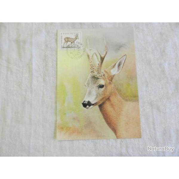 carte postale souvenir philat�lique Ostersund 30/01/1992 - chevreuil