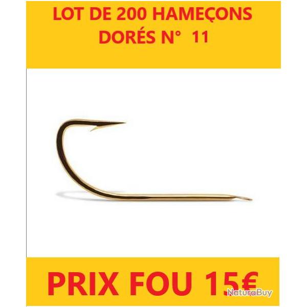 Hame�ons AUTAIN coup � palette dor�s N� 11  pochette de 20 x 10 soit le lot de 200 hame�ons