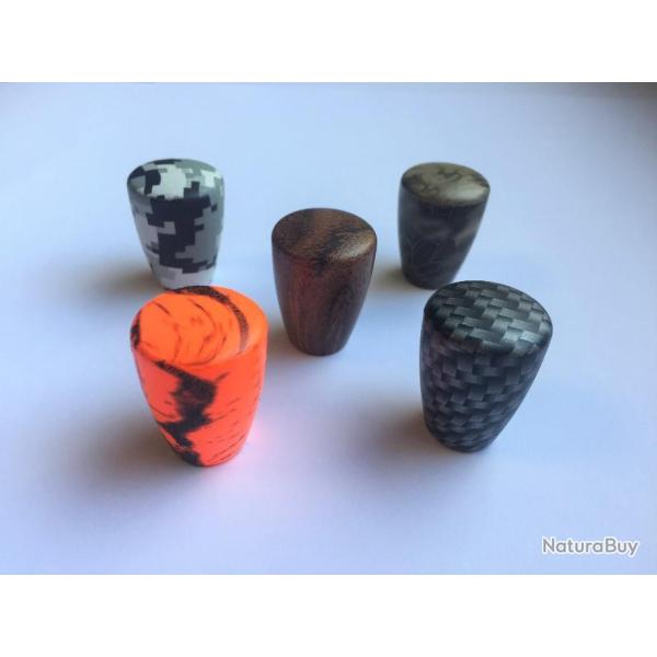 LEVIER LONG en Carbon look, Orange/noir ou Noyer pour culasse BLASER R8, R93, ....