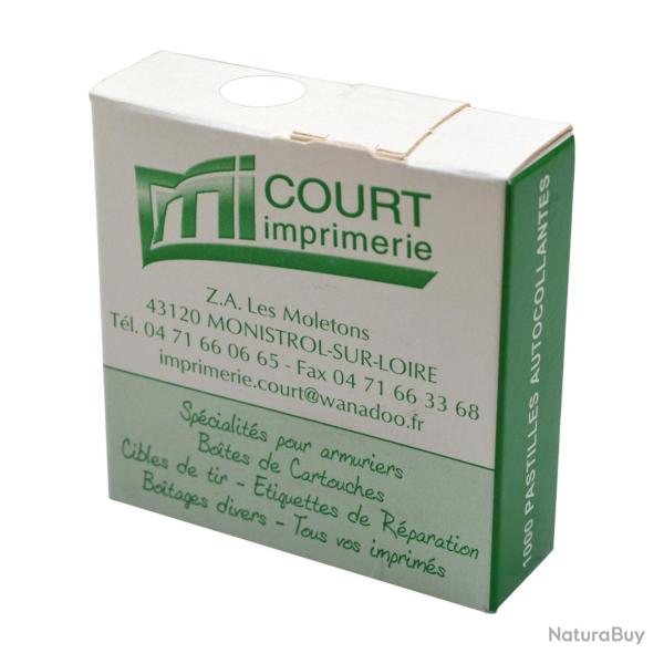 Pastilles autocollantes blanches 15mm pour cible