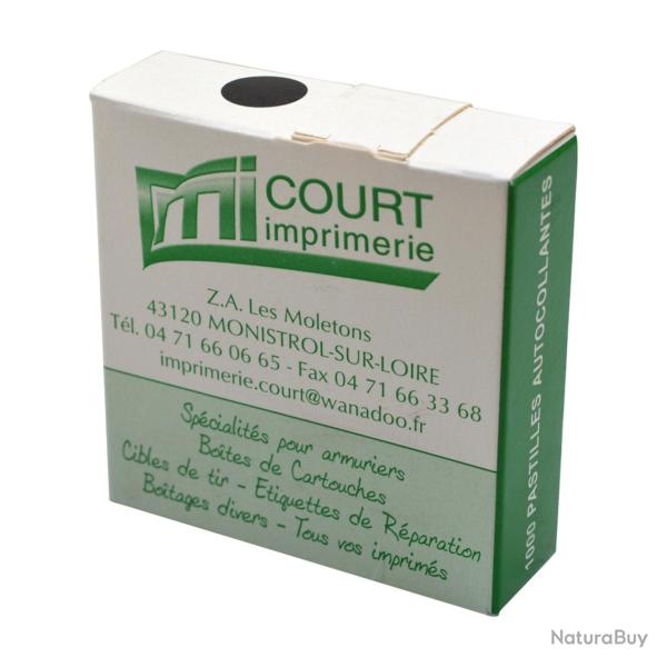Pastilles autocollantes noires 15mm pour cible