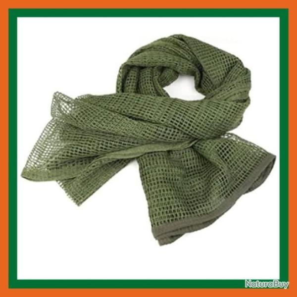 Echarpe tactique vert arm�e en mailles 190 x 90 cm - Livraison gratuite et rapide
