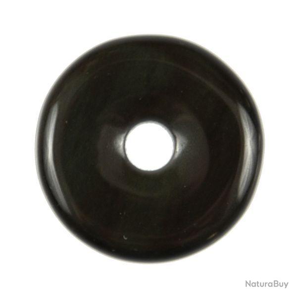 Donut Pi Chinois en obsidienne oeil c�leste pour pendentif 4 cm