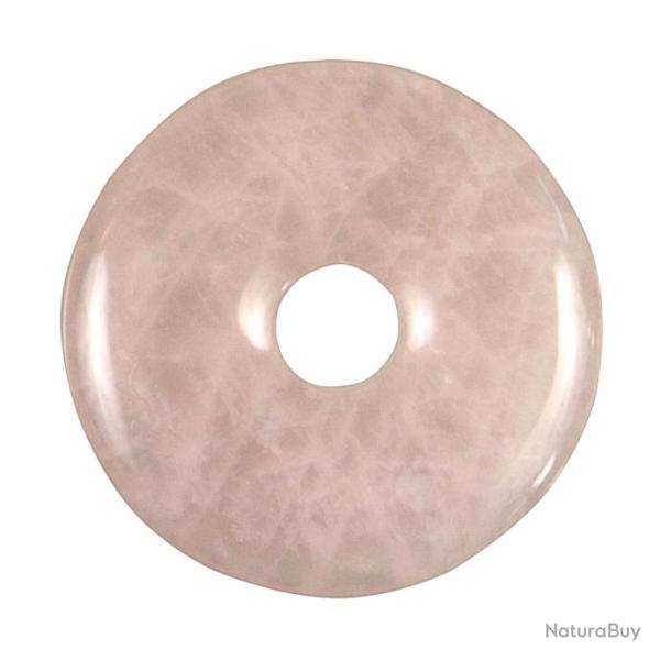 Donut Pi Chinois en quartz rose pour pendentif 4 cm