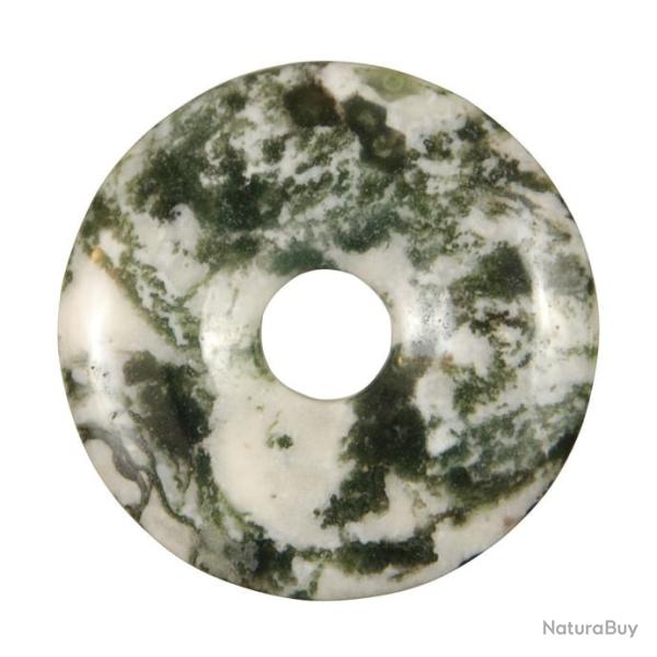 Donut Pi Chinois en agate arbre pour pendentif 4 cm