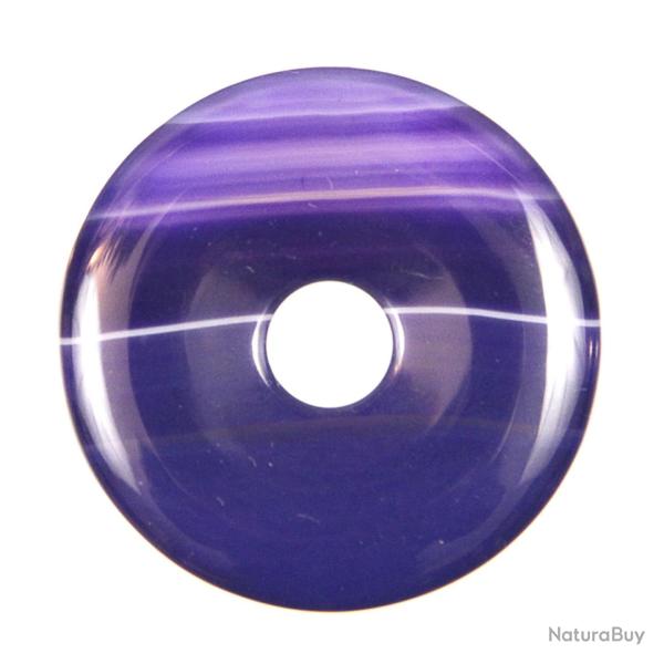 Donut Pi Chinois en agate color�e lilas pour pendentif 3 cm