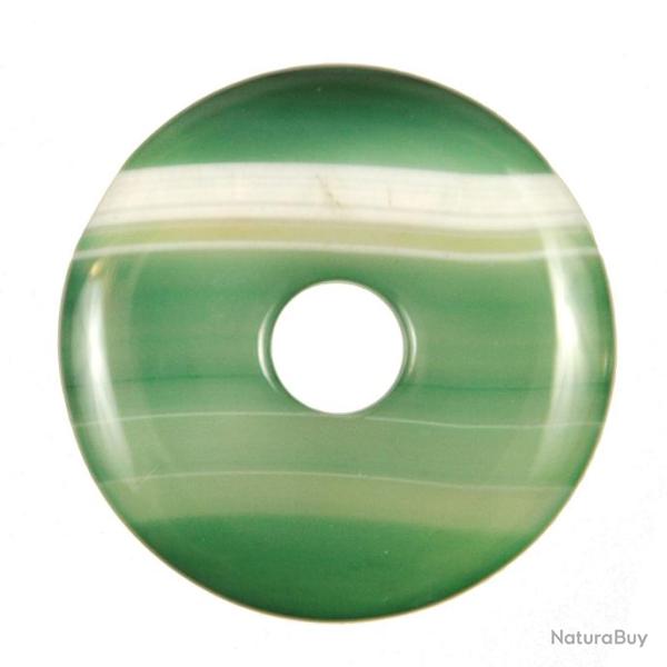 Donut Pi Chinois en agate color�e verte pour pendentif 3 cm