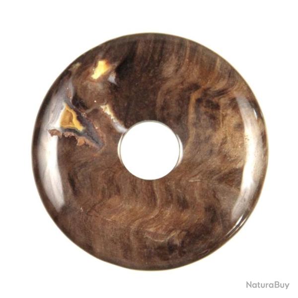 Donut Pi Chinois en bois fossilis� pour pendentif 3 cm