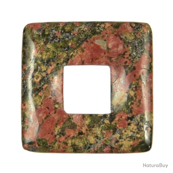Donut carr� en unakite pour pendentif 2.8 cm